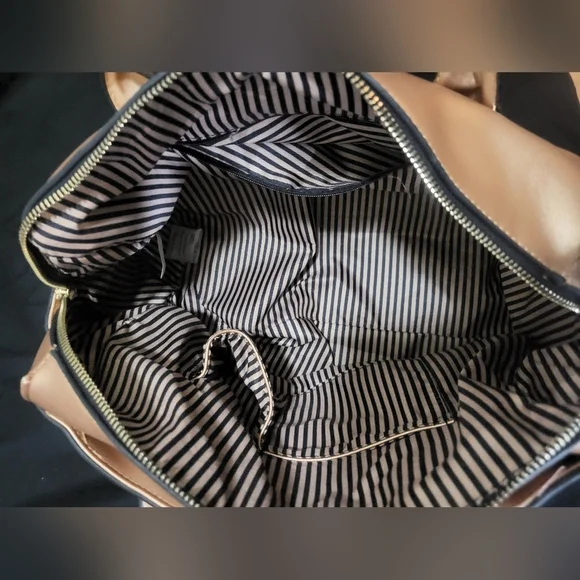 Large Bronze/ Copper Color Faux Leather Bag-NWOT,4 Outside/3 Inside Pockets - Picture 2 of 3